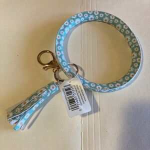 Green and Daisy Bracelet Keychain w/Gold Clip New